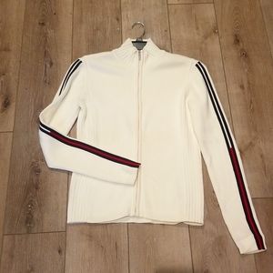 TOMMY HILFIGER Signature Logo Striped Sleeve Sweater. Med